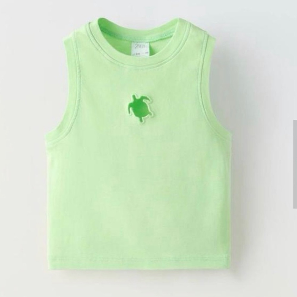 Zara Kids Light Green Cropped Tank Top Size 8-9